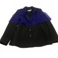 Fengyi Tan Women's M Black Blazer Blue Sheer Overlay