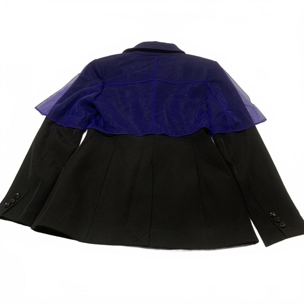 Fengyi Tan Women's M Black Blazer Blue Sheer Overlay