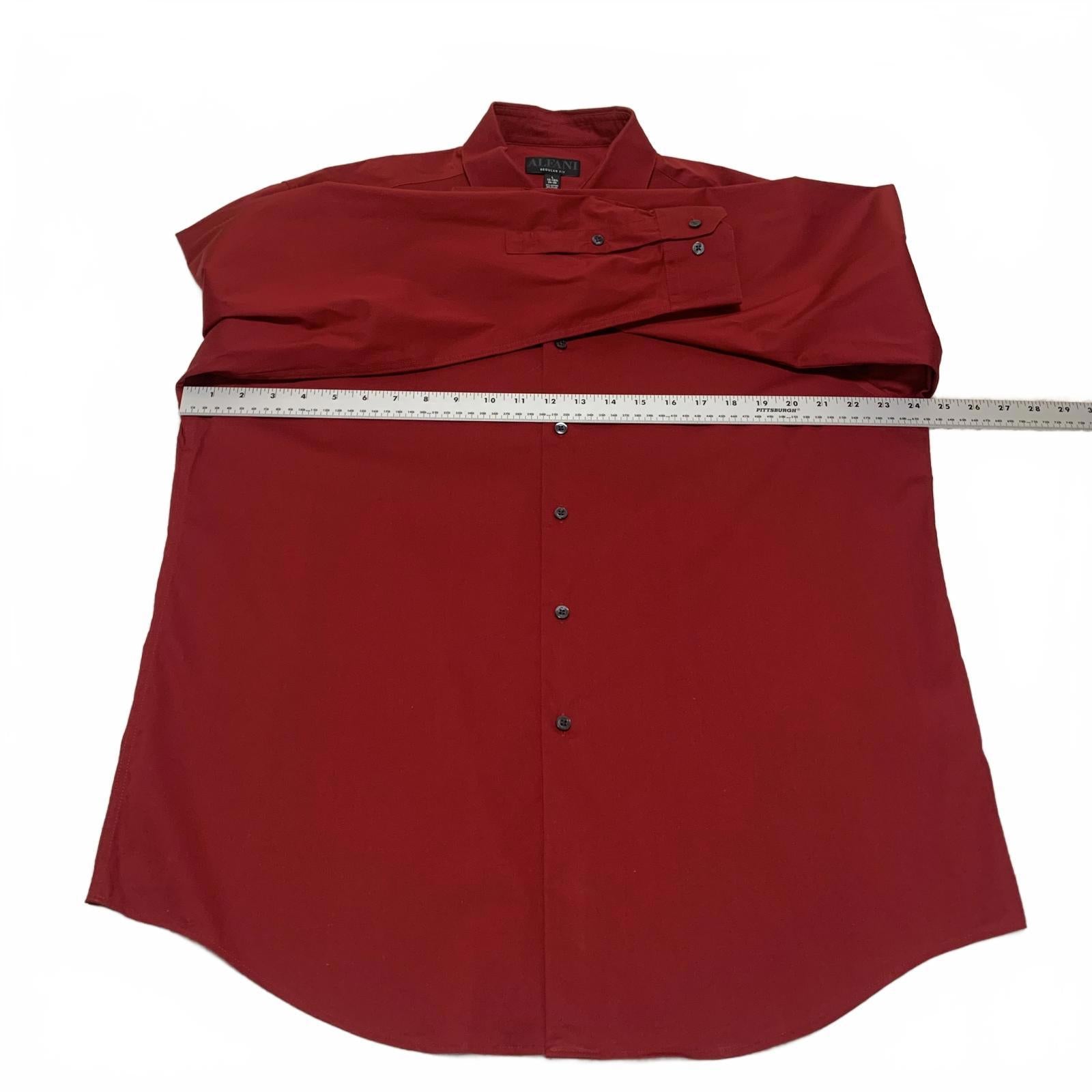 Alfani Men's L 16-16.5 Red Long Sleeve Dress Shirt