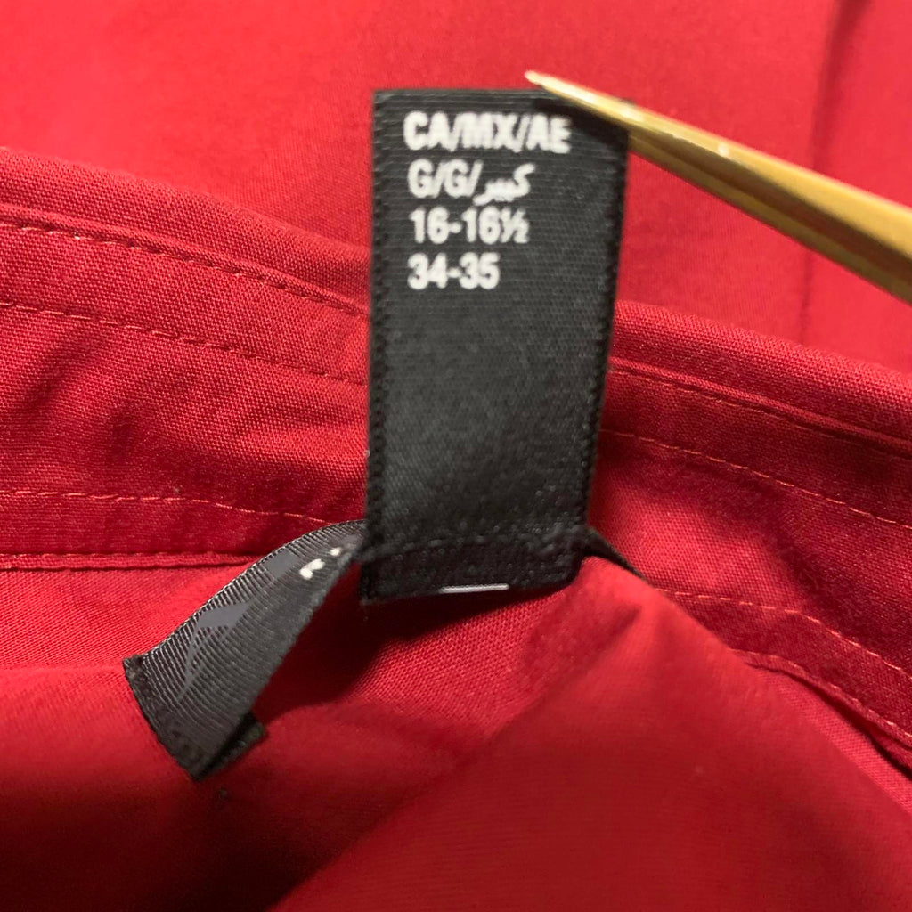Alfani Men's L 16-16.5 Red Long Sleeve Dress Shirt
