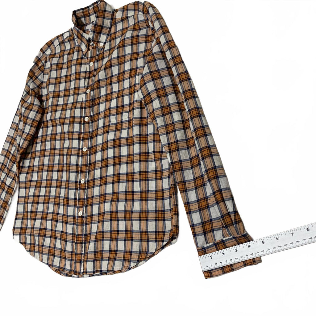 Steven Alan Men's Button-Down Shirt S Brown Orange Plaid USA