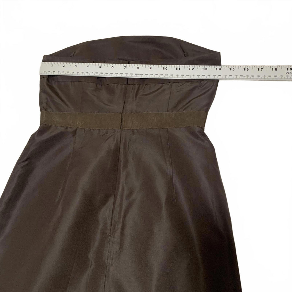 J.Crew Strapless Silk Dress Size 0 Petite Brown 100% Silk