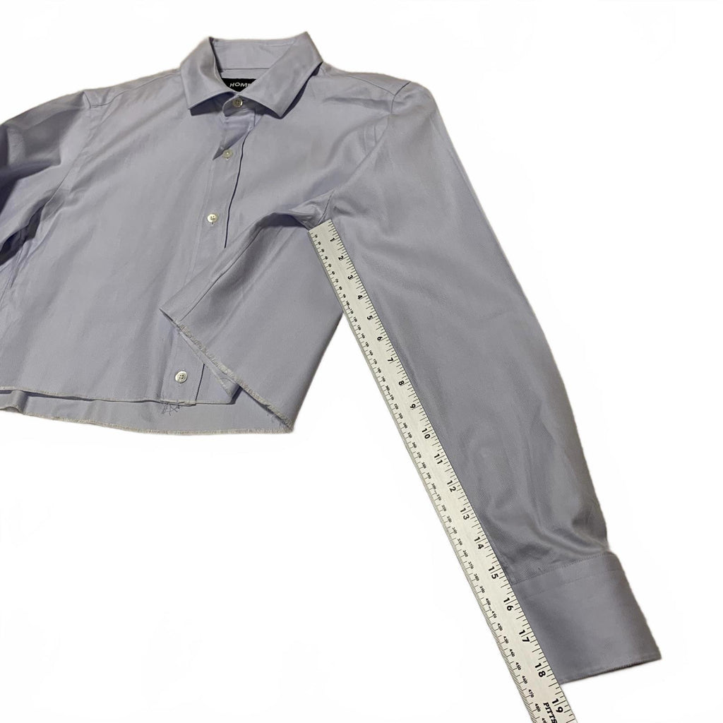 Hommegirls Women's S Chambray Blue Cropped Shirt