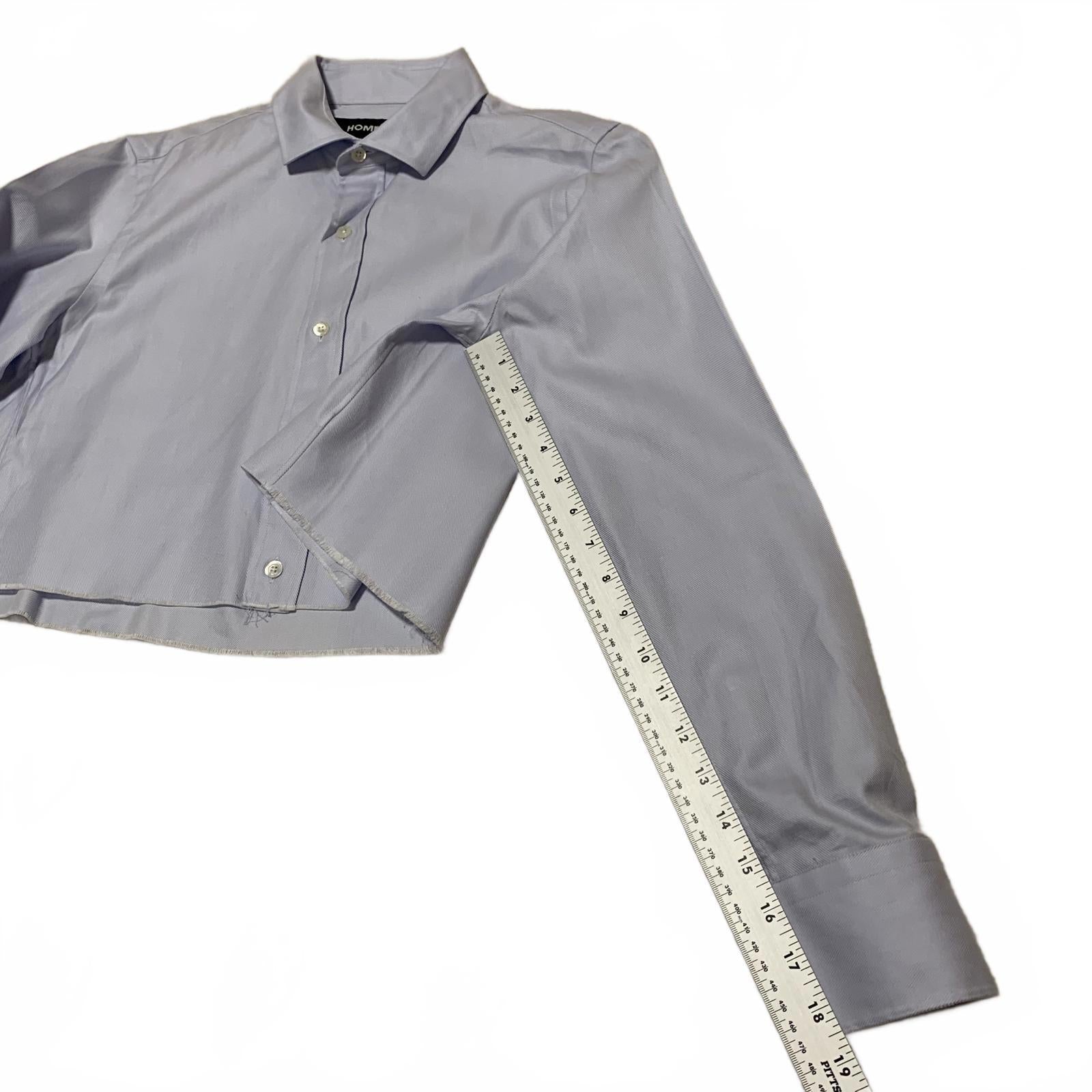 Hommegirls Women's S Chambray Blue Cropped Shirt