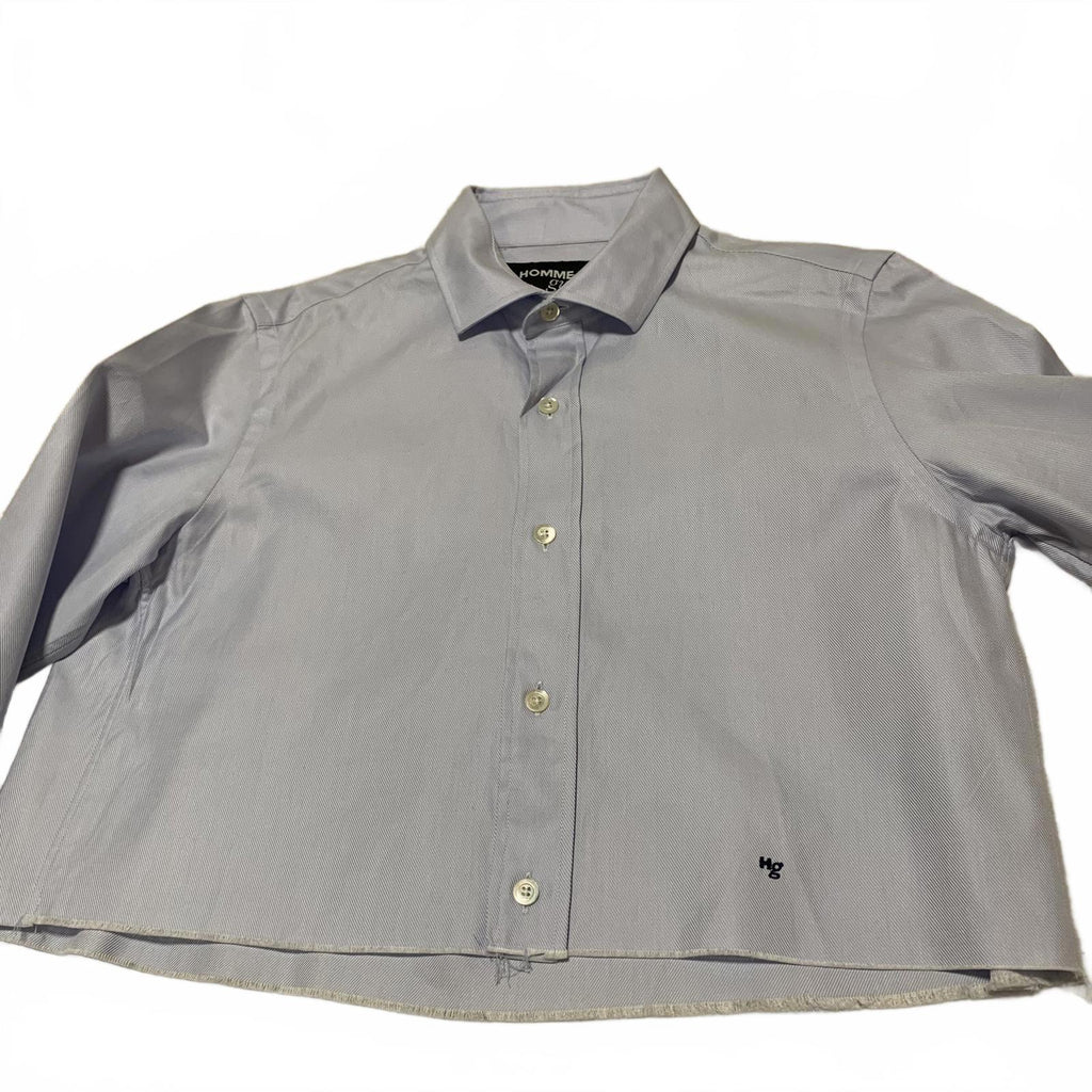 Hommegirls Women's S Chambray Blue Cropped Shirt
