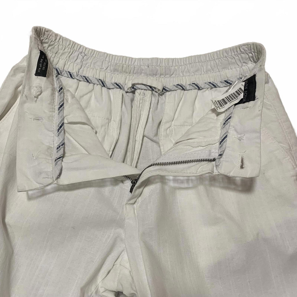 Dan John Men's White Cotton Elastic Waist Pants 36