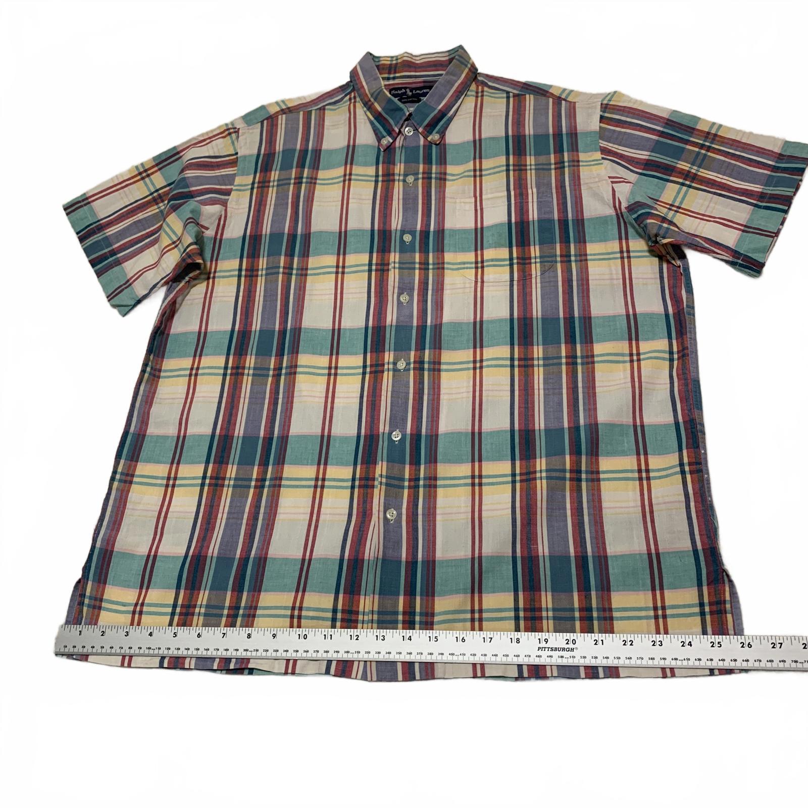 Ralph Lauren Pastel Plaid Short Sleeve Shirt L Cotton