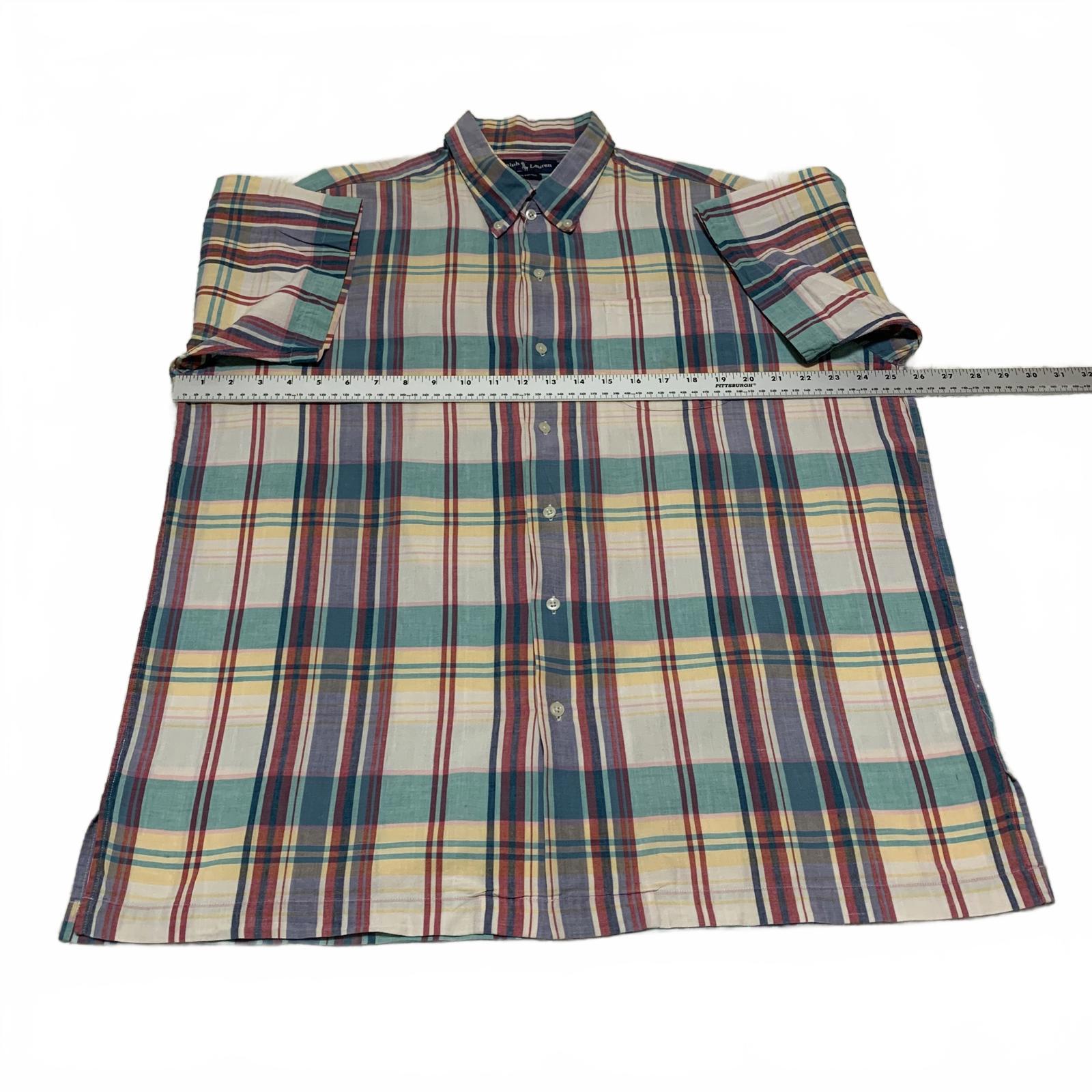 Ralph Lauren Pastel Plaid Short Sleeve Shirt L Cotton
