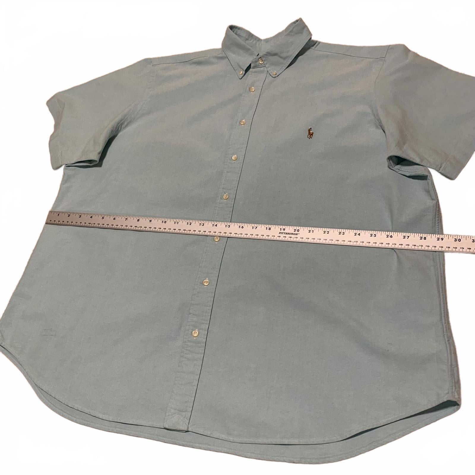 Ralph Lauren Men's 2XB Light Teal Short Sleeve Button Shirt