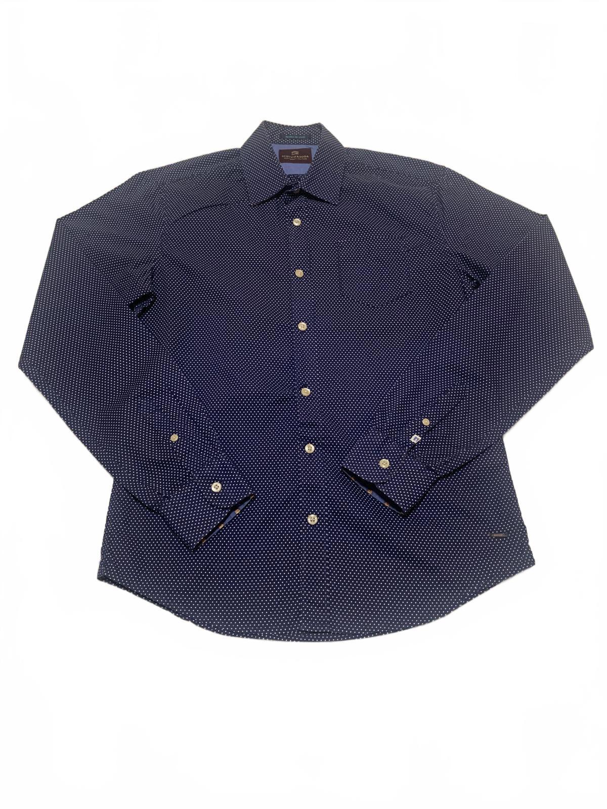 Scotch & Soda Navy Blue Polka Dot Button Up Shirt S