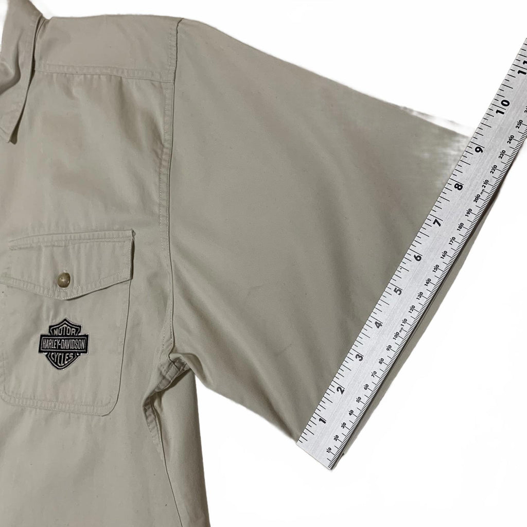 Harley Davidson Beige Button-Up Shirt Eagle Tag XL