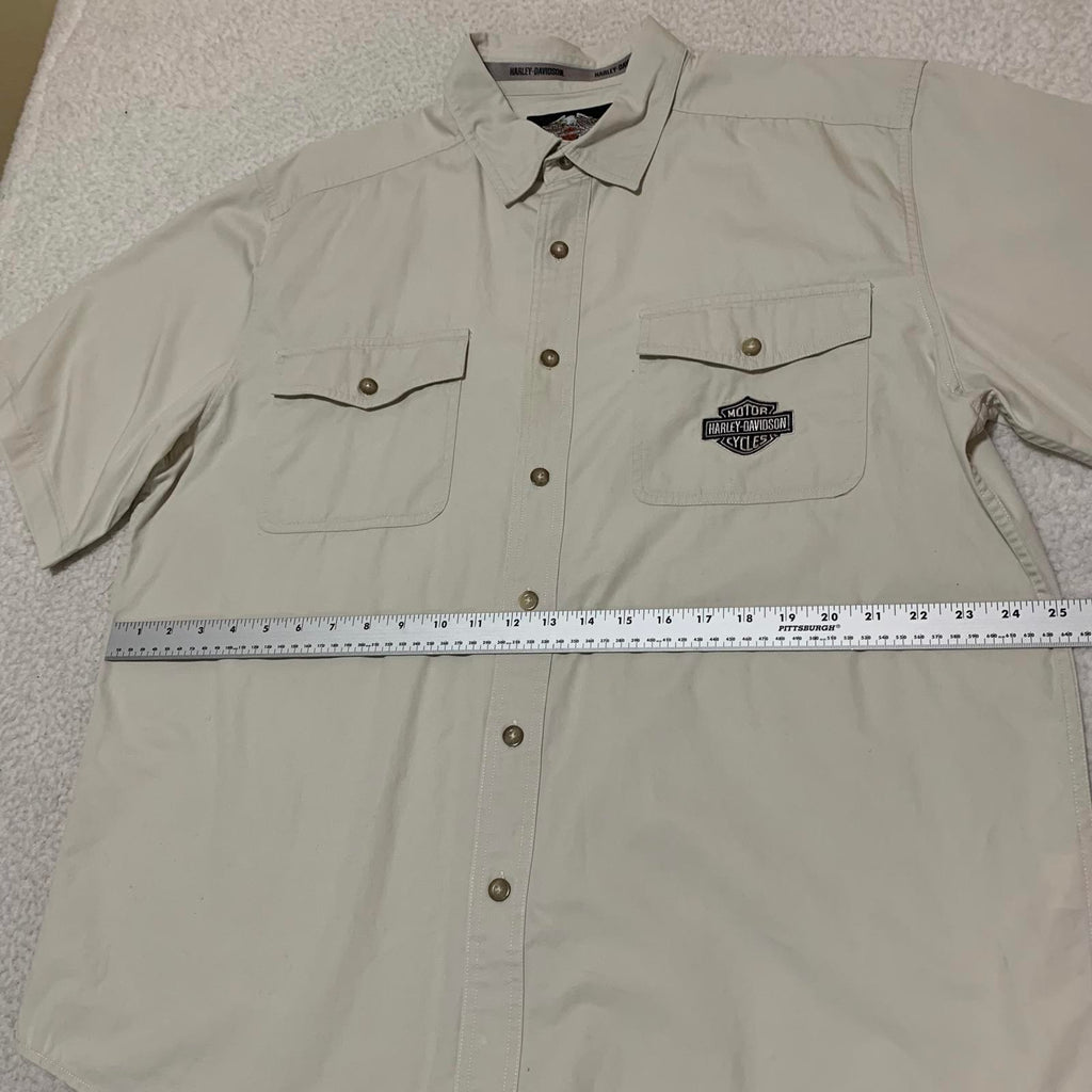 Harley Davidson Beige Button-Up Shirt Eagle Tag XL