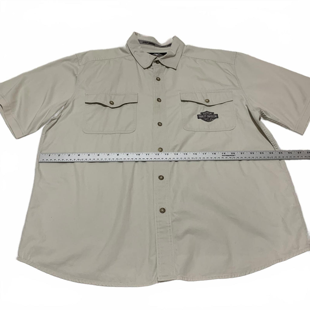 Harley Davidson Beige Button-Up Shirt Eagle Tag XL