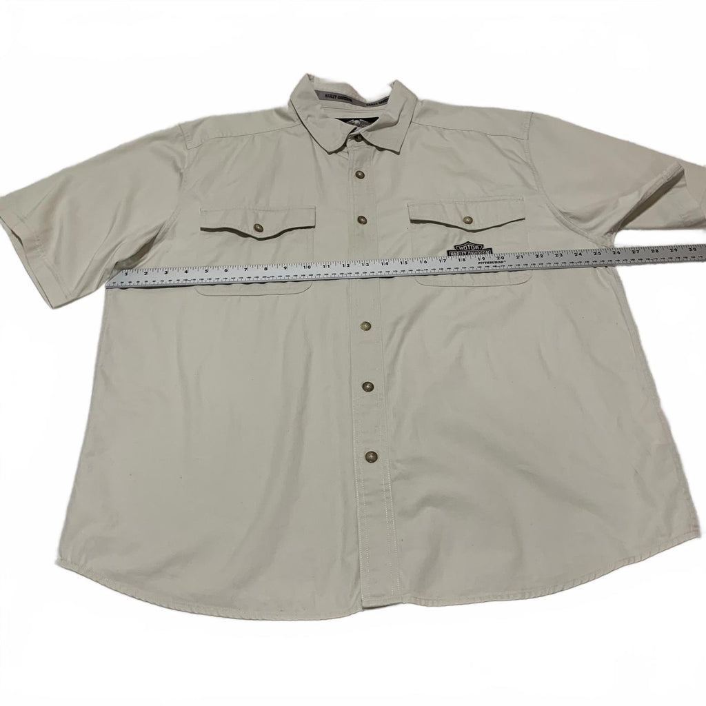 Harley Davidson Beige Button-Up Shirt Eagle Tag XL