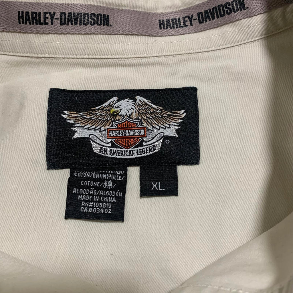 Harley Davidson Beige Button-Up Shirt Eagle Tag XL