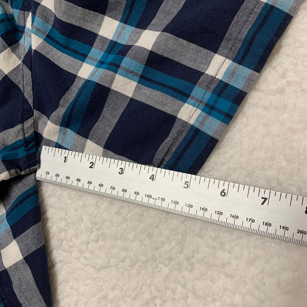 Basic Editions Men's 3XL Blue Plaid Short Sleeve Button Shir