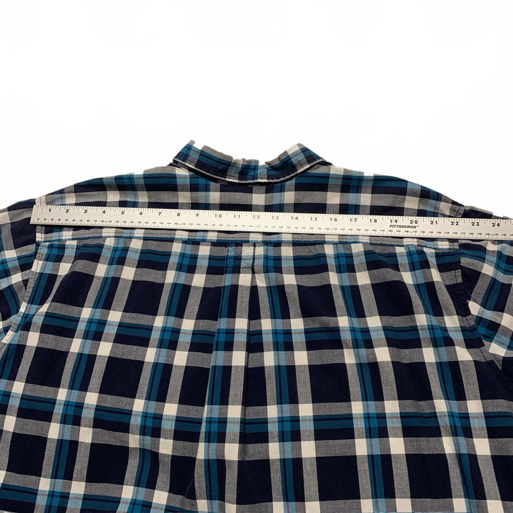 Basic Editions Men's 3XL Blue Plaid Short Sleeve Button Shir