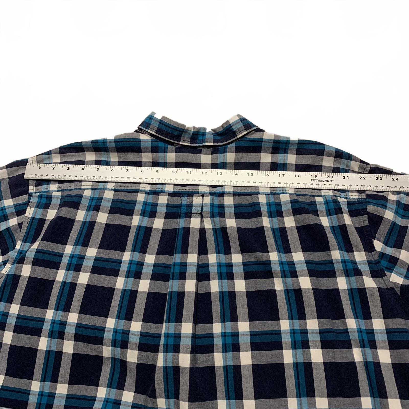 Basic Editions Men's 3XL Blue Plaid Short Sleeve Button Shir