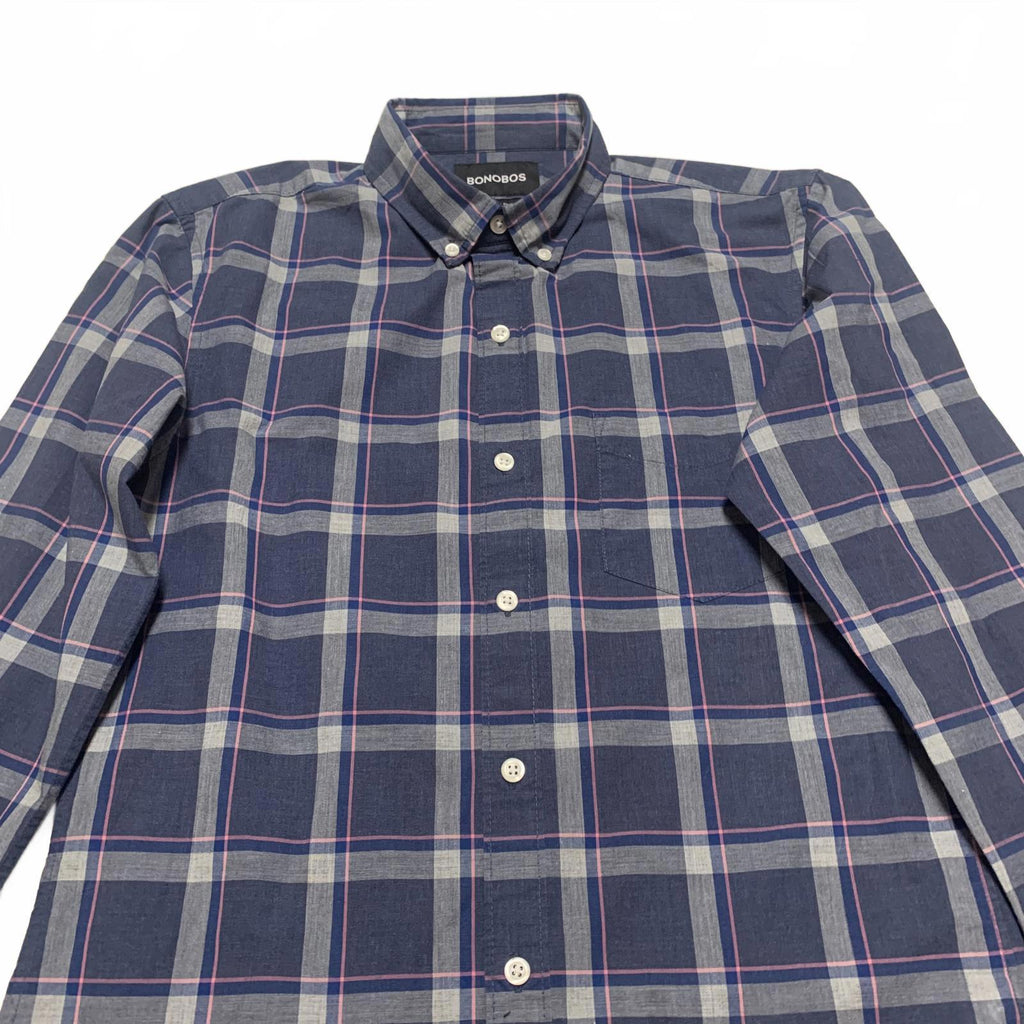 Bonobos Men's Size Small Blue Tailored Fit Plaid Shirt