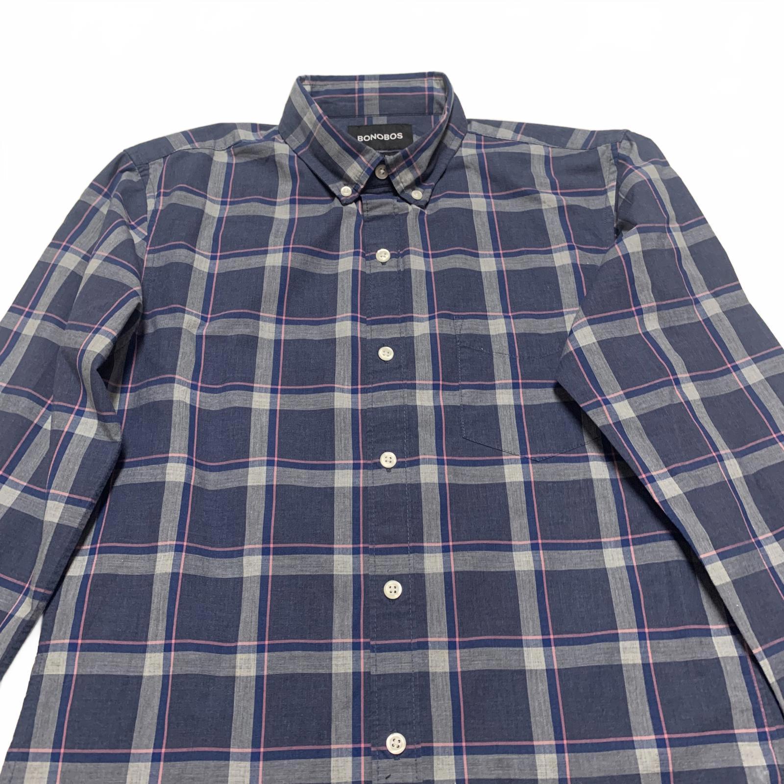 Bonobos Men's Size Small Blue Tailored Fit Plaid Shirt