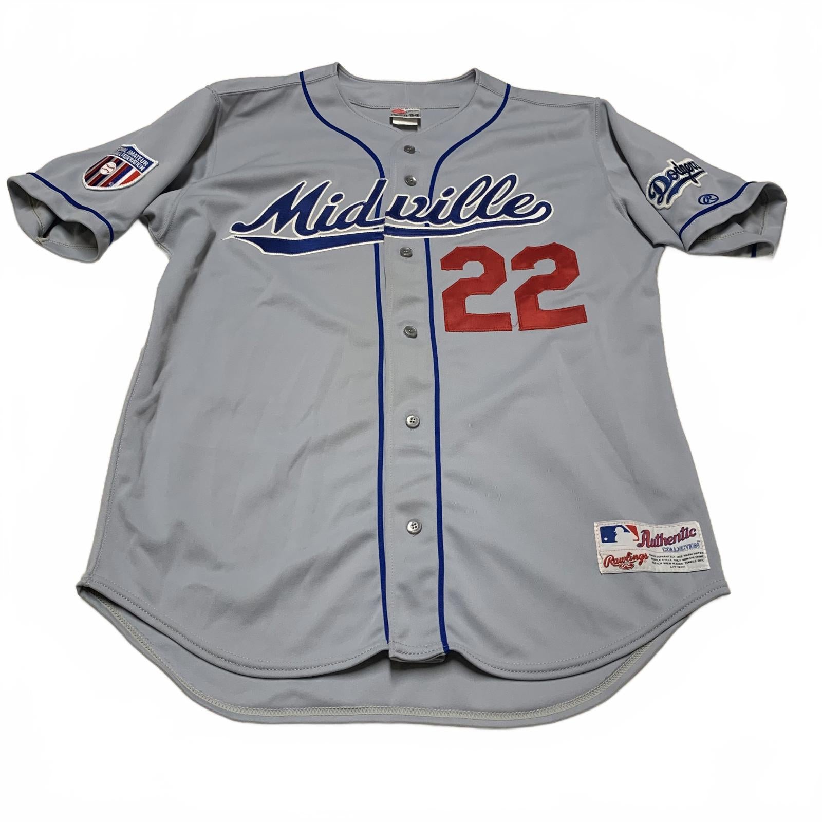 VTG Rawlings Midville #22 Dodgers Jersey Sz 44 Gray