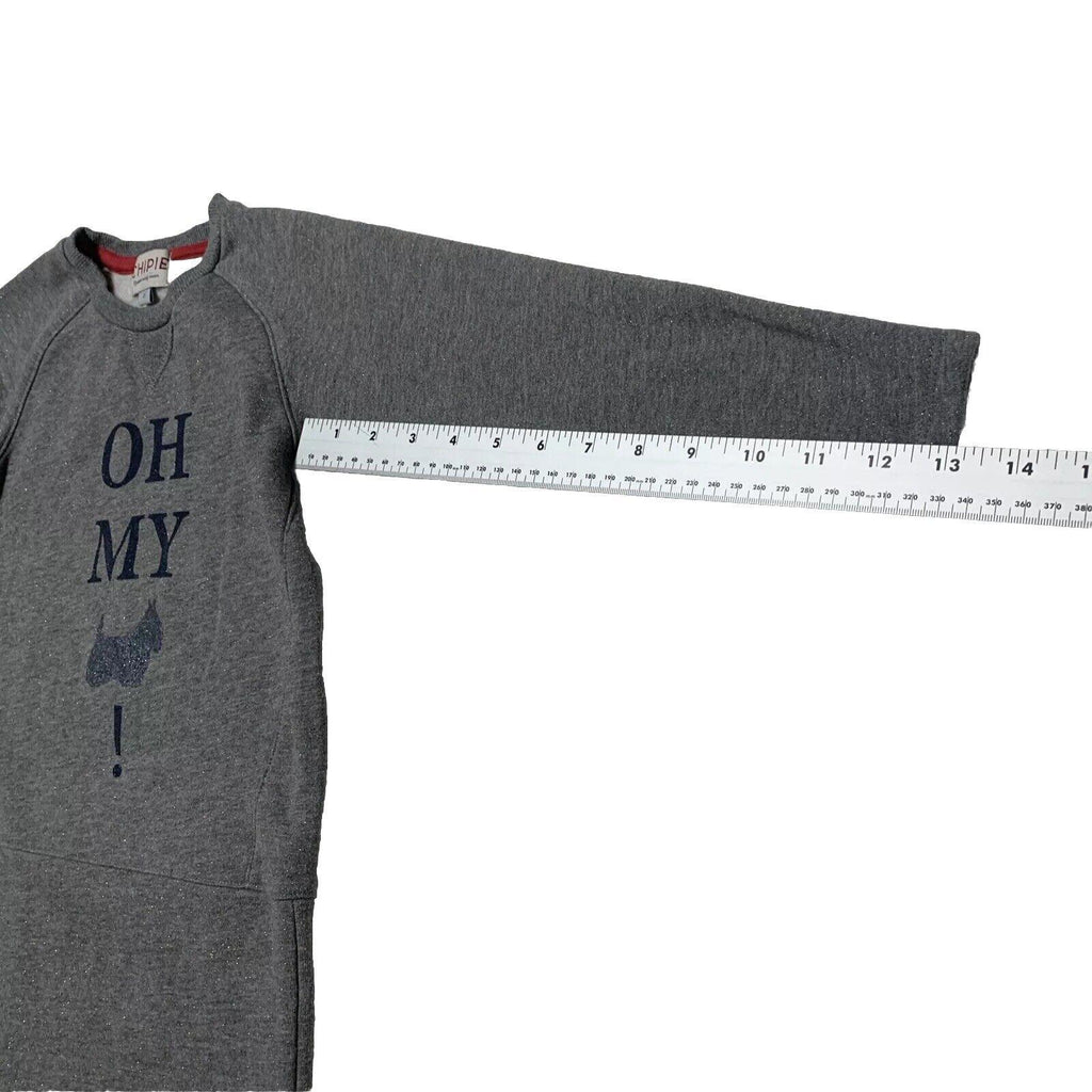 Chipie Girls Size 6 Heather Gray Fleece Sweatshirt Dress Scottish Dog Glitter