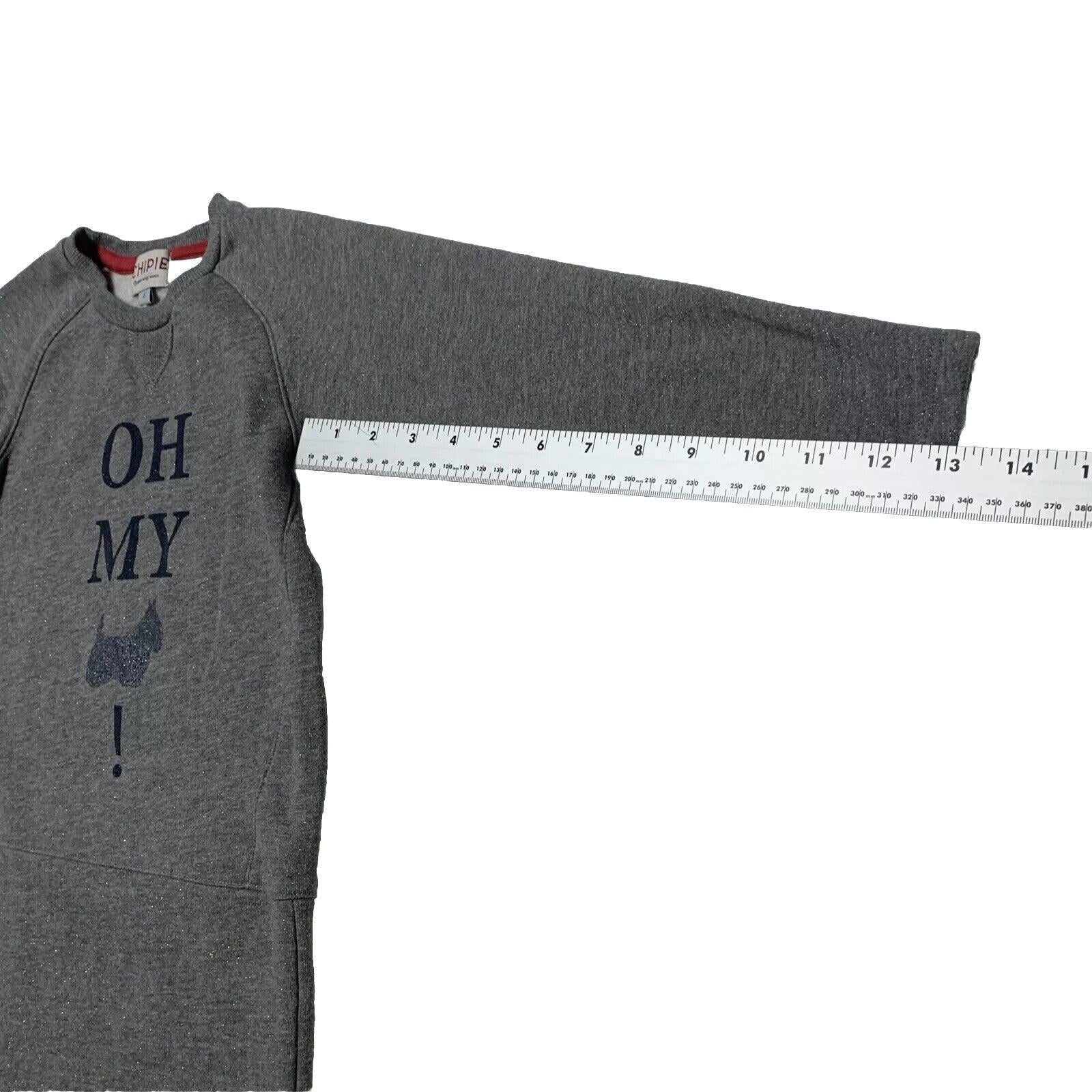 Chipie Girls Size 6 Heather Gray Fleece Sweatshirt Dress Scottish Dog Glitter