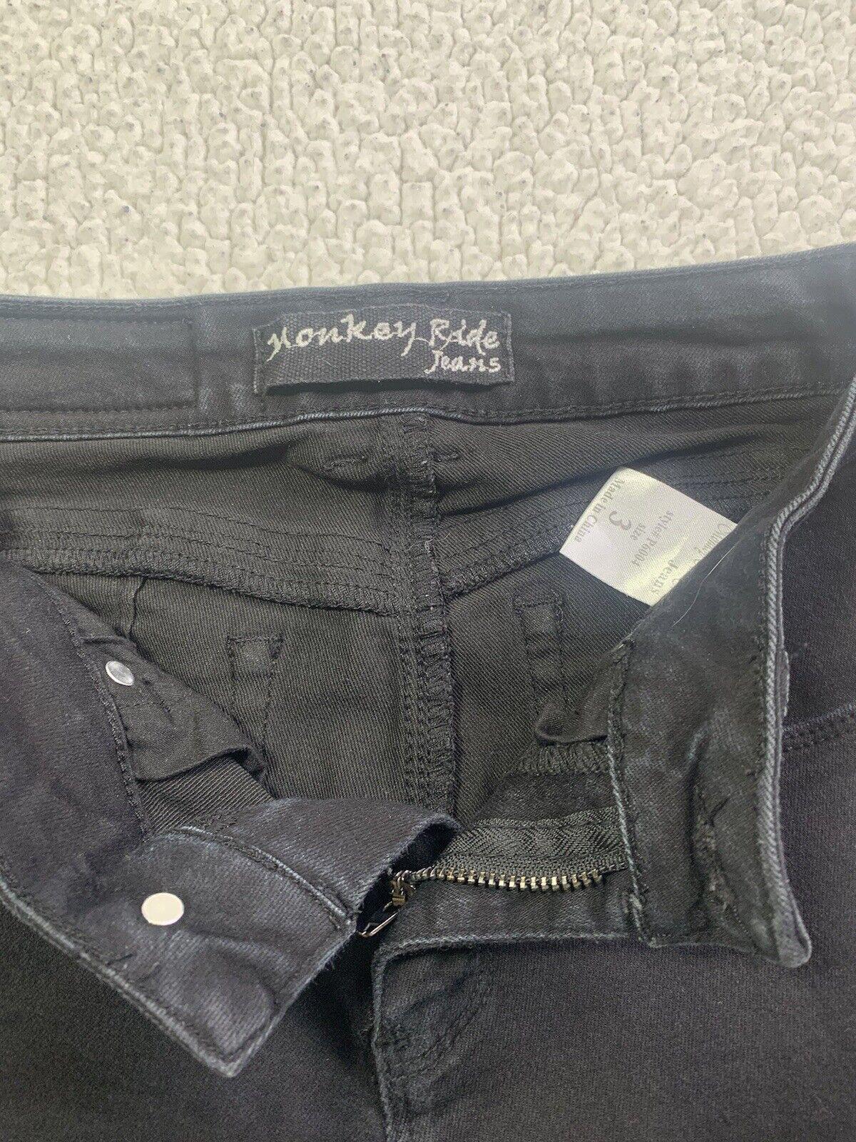 Monkey Ride Jeans Juniors Sz 3/29 Black Skinny  Distressed