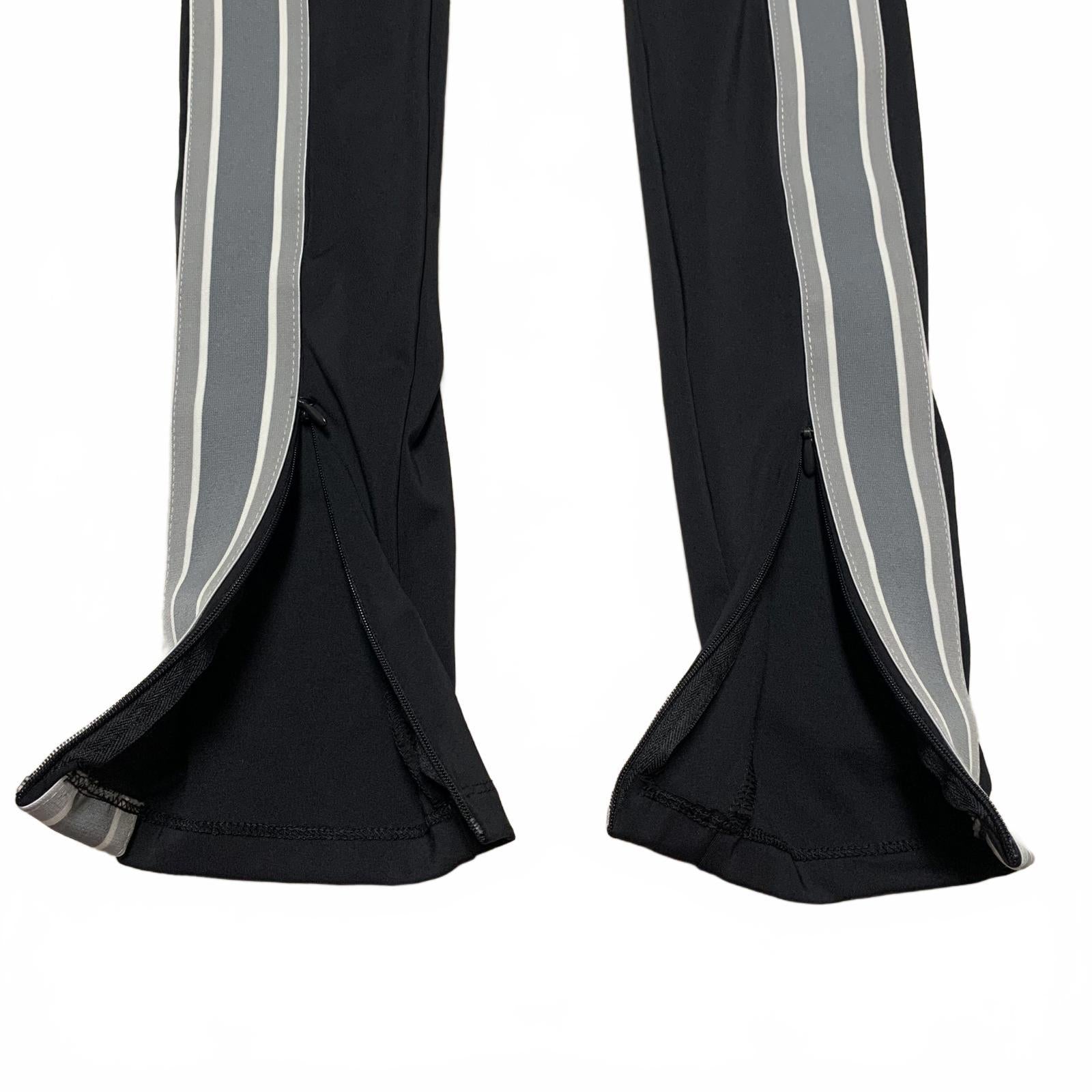 Fabletic’s Women's Size Small Black Leggings Side Stripes Ankle Zippers