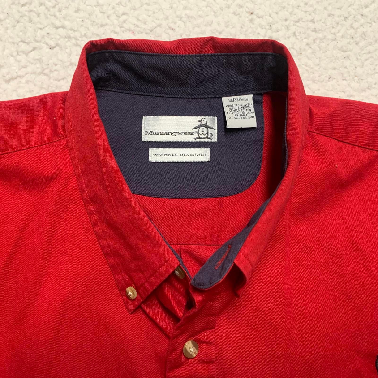 Munsingwear Men's 3X Red Wrinkle Resistant Red Button Shirt