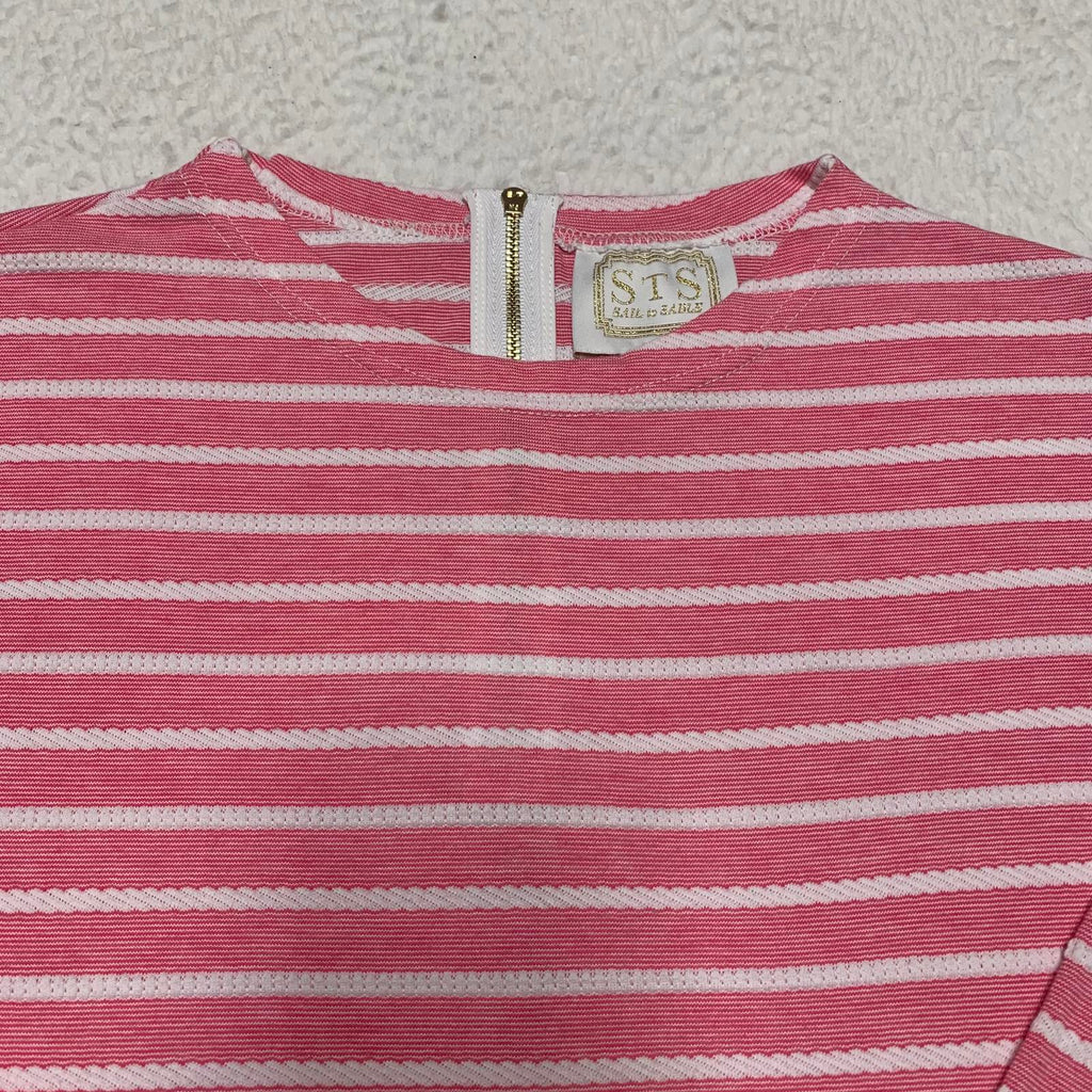 Sail to Sable Juniors Size X-Small Pink White Striped Long Sleeve Summer Dress
