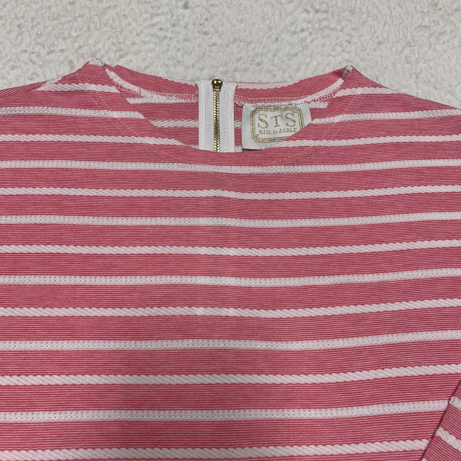 Sail to Sable Juniors Size X-Small Pink White Striped Long Sleeve Summer Dress