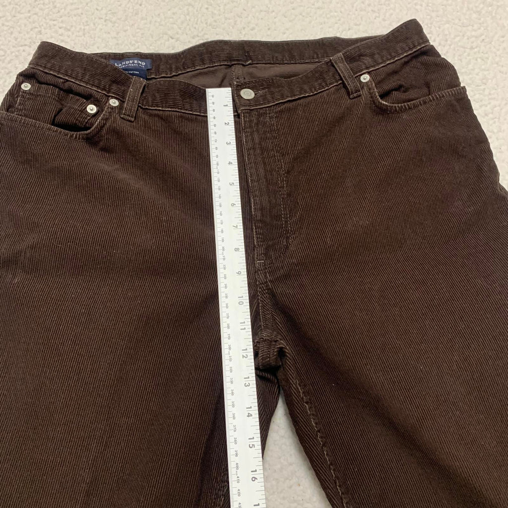 Lands' End Men's Size 38 Brown Traditional Fit Tapered Leg Corduroy Pants