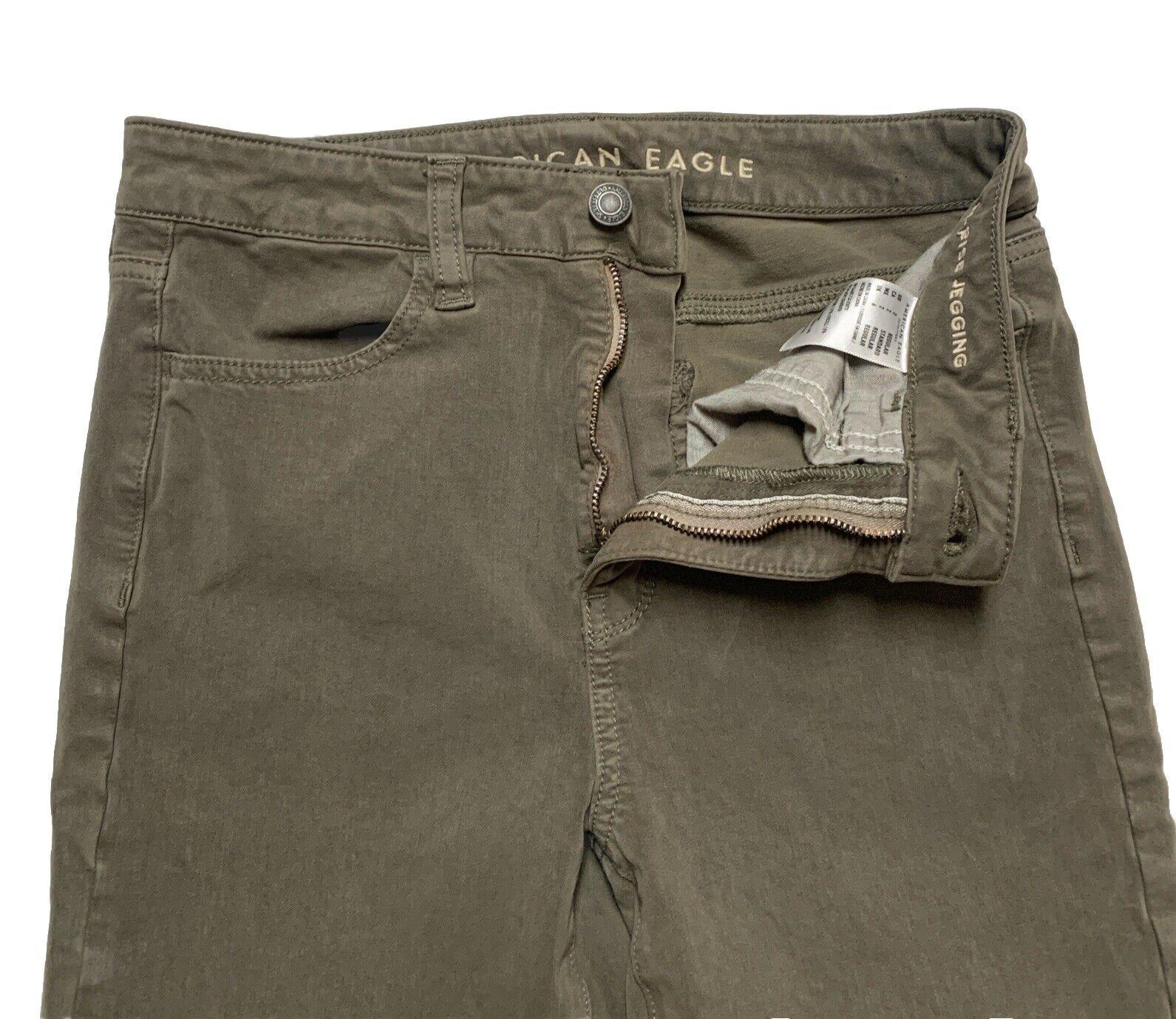 American Eagle Women's Sz 2 Reg  Grayish Green Super High Rise Stretch Jegging