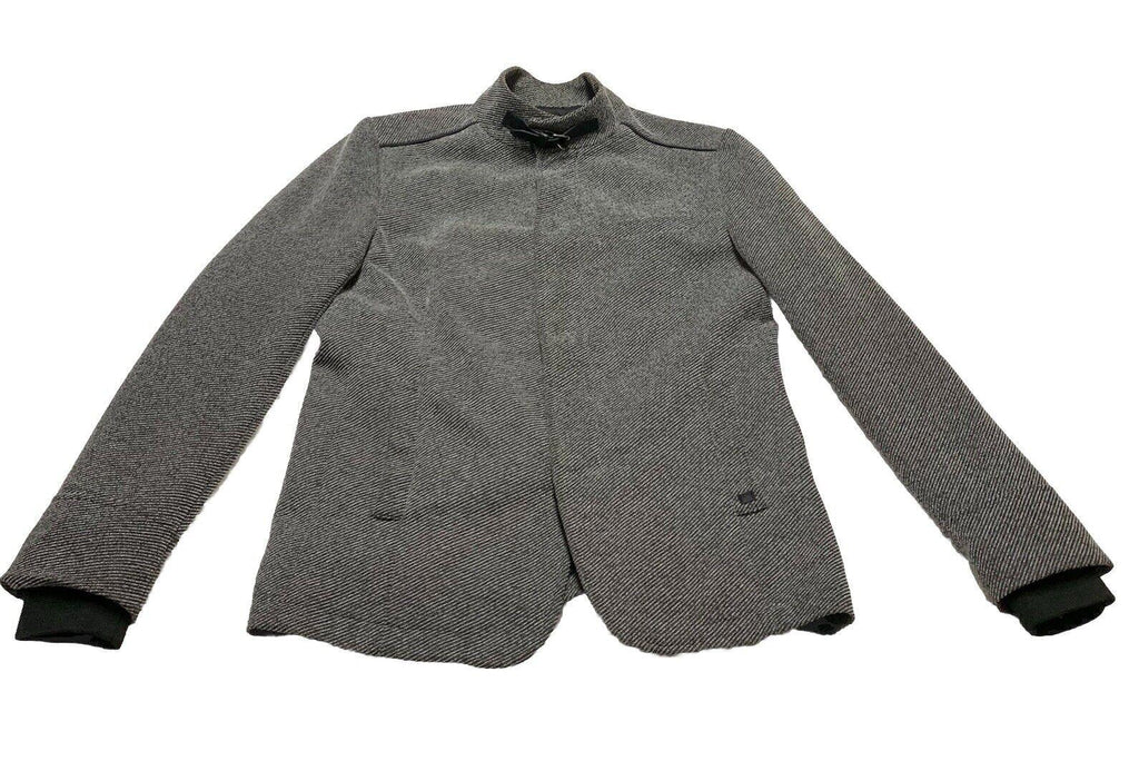 Zara Man buckle High Collar  Coat Size 42 Herringbone Gray Made in Turkey
