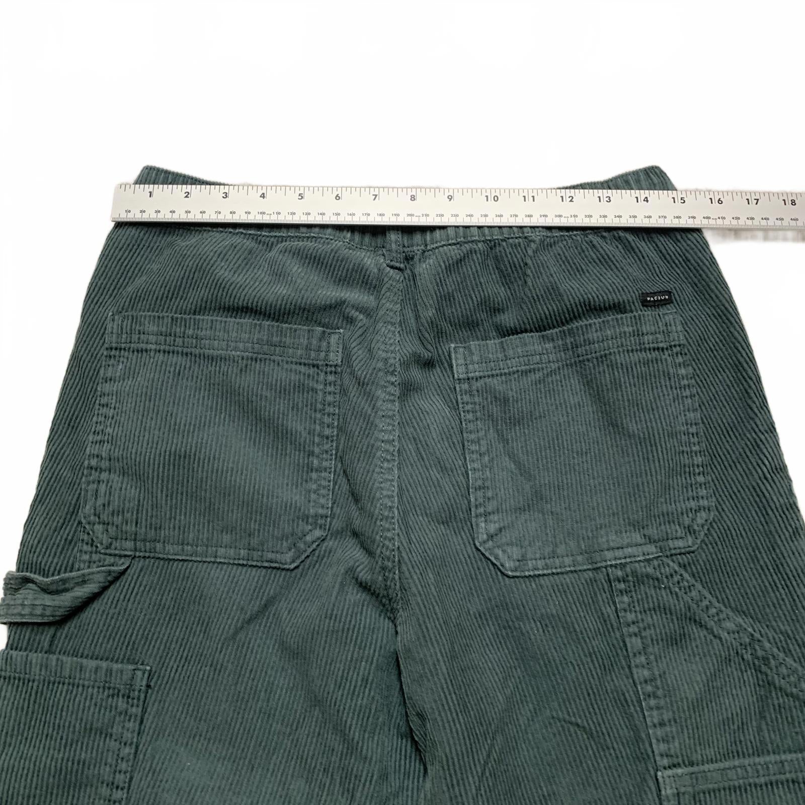 Pacsun Women's Size S Green Loose Fit Elastic Waist Corduroy Pants 30 X 28.75