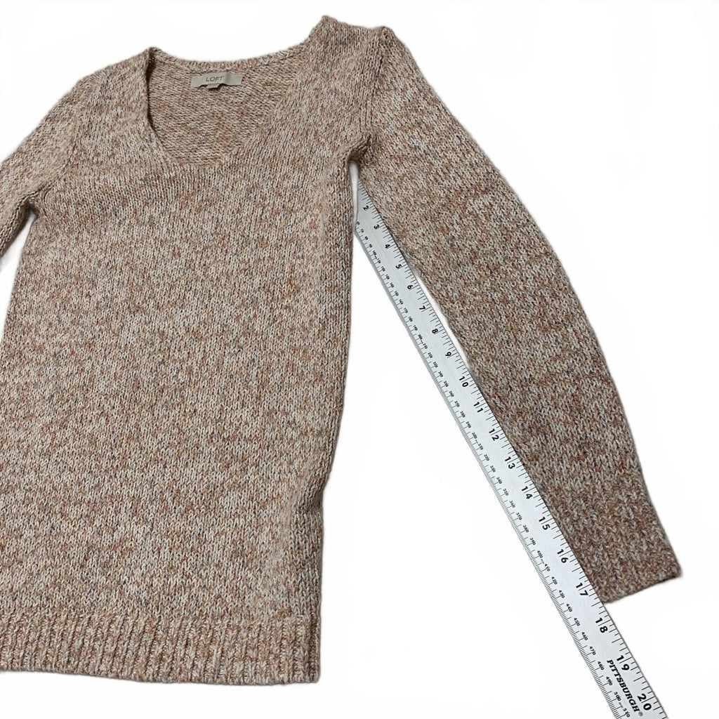 LOFT Women's Size XS Peach Knit Beige Sweater Cozy Fall Layer Long Sleeves