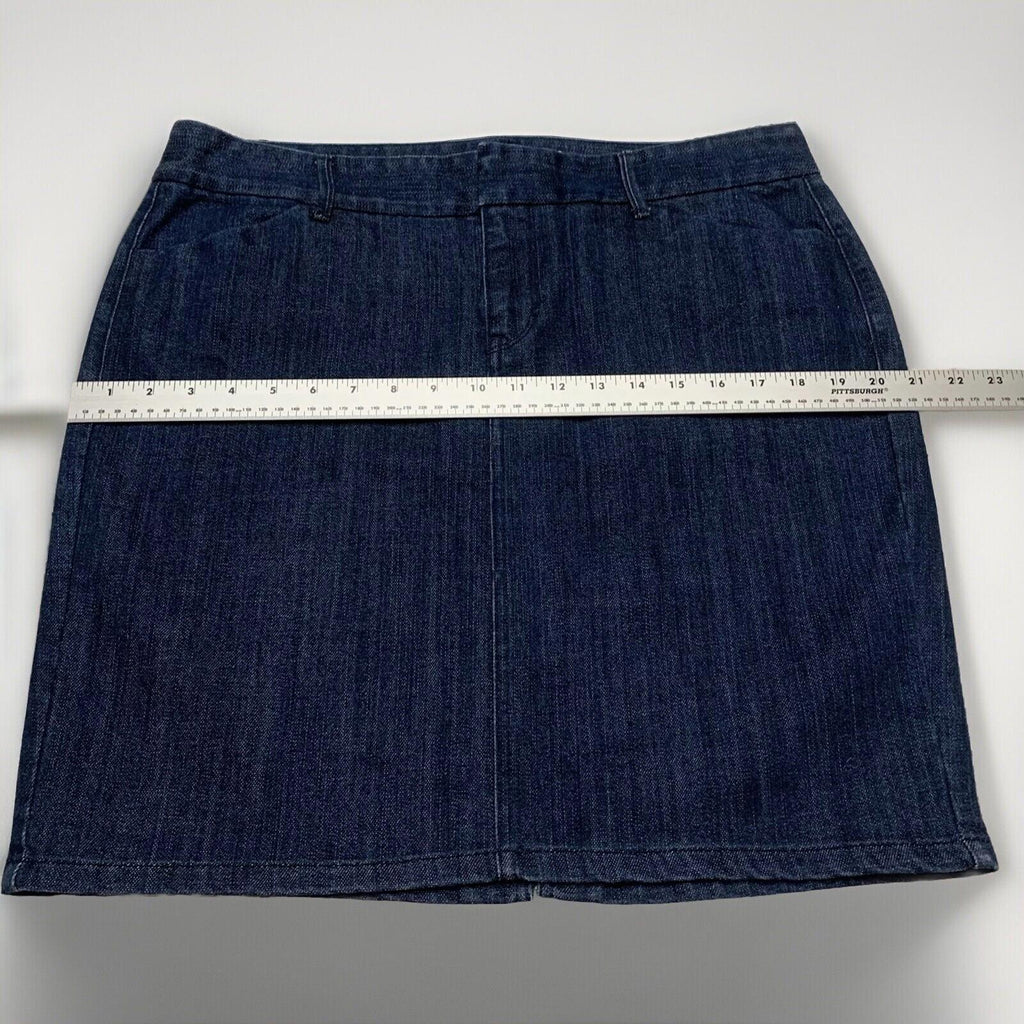 Old Navy Women's 12 Dark Denim Blue Trouser Skirt Pocket Pencil Stretch Slit
