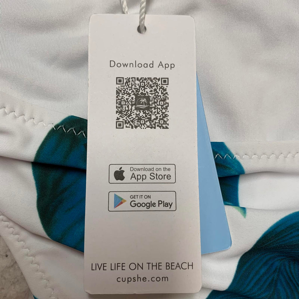 Cupshe Women's Size M  Bikini Bottoms with Blue Leaf Print