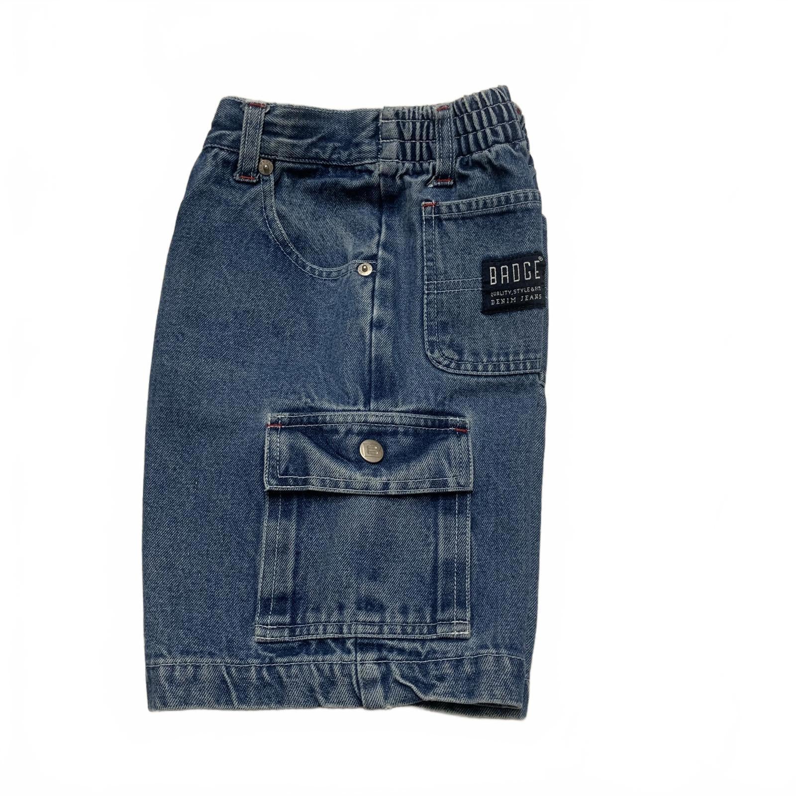 Badge Boys Jeans Sz 6 Blue Stretch Cargo Denim Shorts Cotton W21