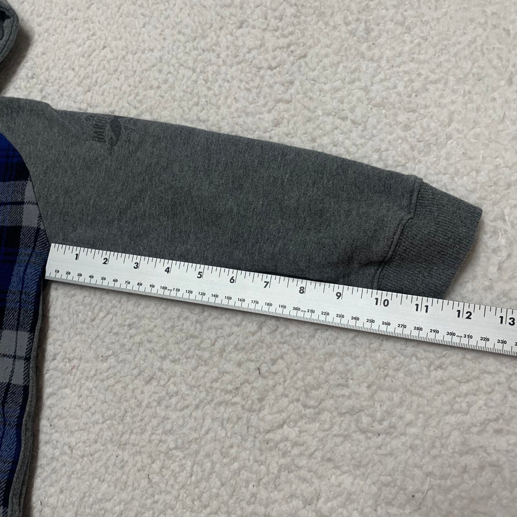 Brums Boys Size 5 Gray Blue Flannel Hooded Shirt Jacket Cotton