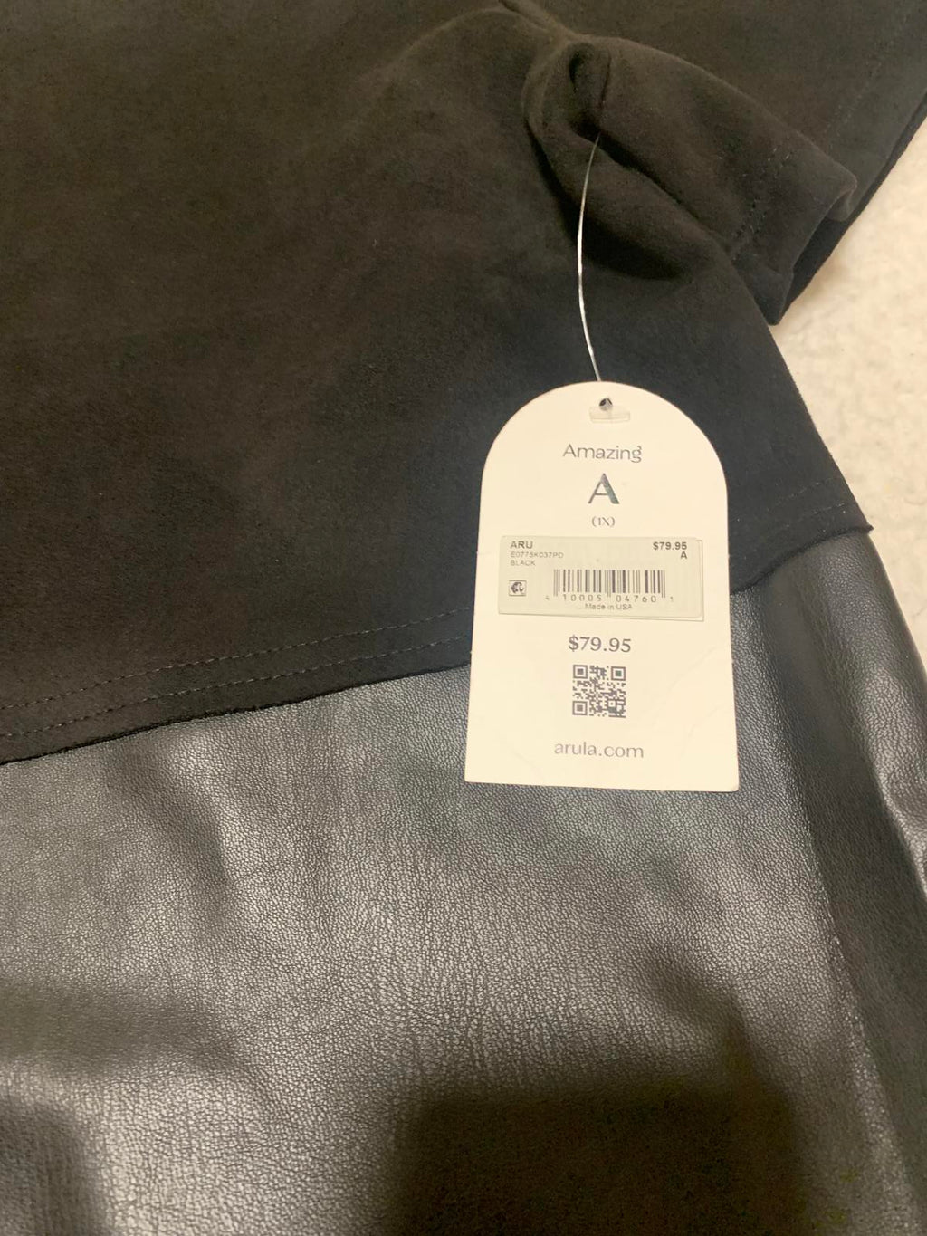 Arula Women's Size 1X Short Sleeve Casual Dress Faux Leather Skirt USA