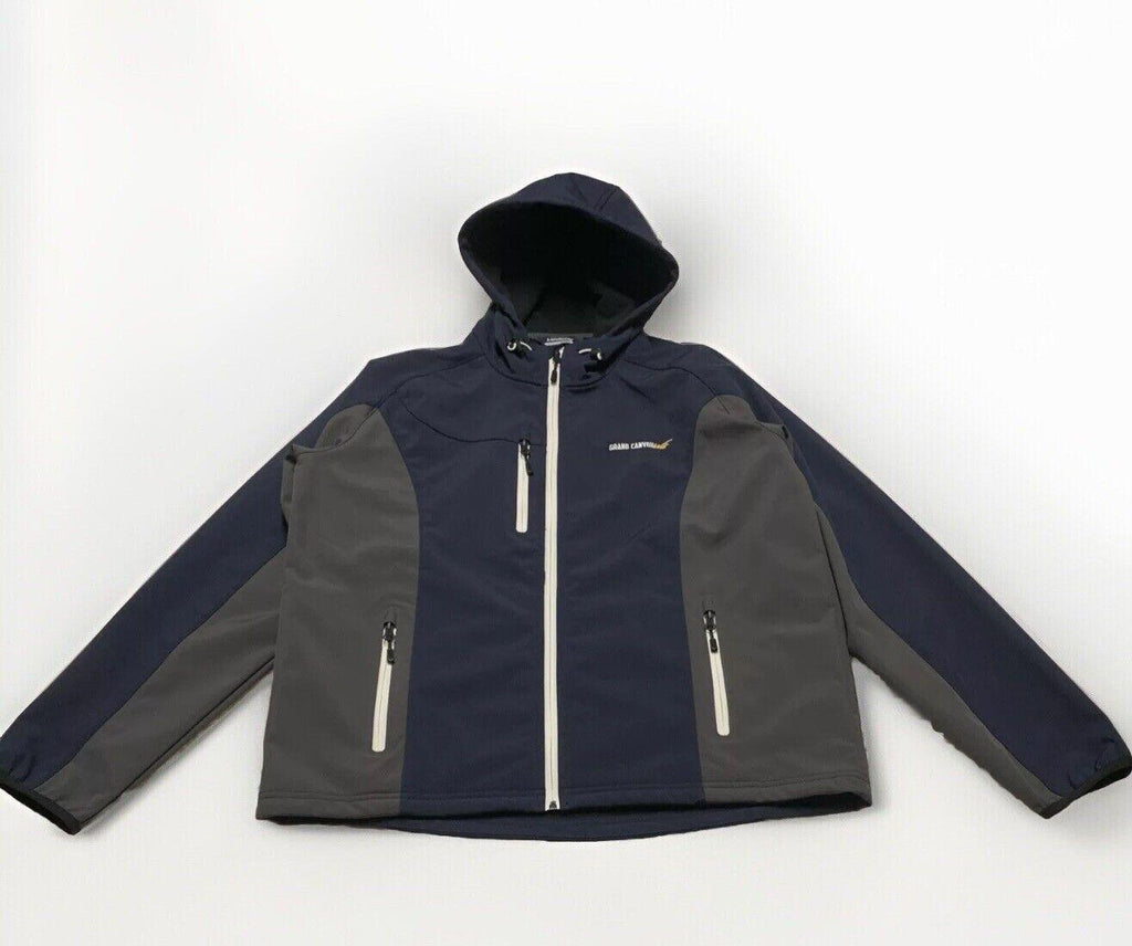 Landway Men's Medium Navy/Gray Hood Soft Shell Full-Zip Fleece Lined Golf Jacket