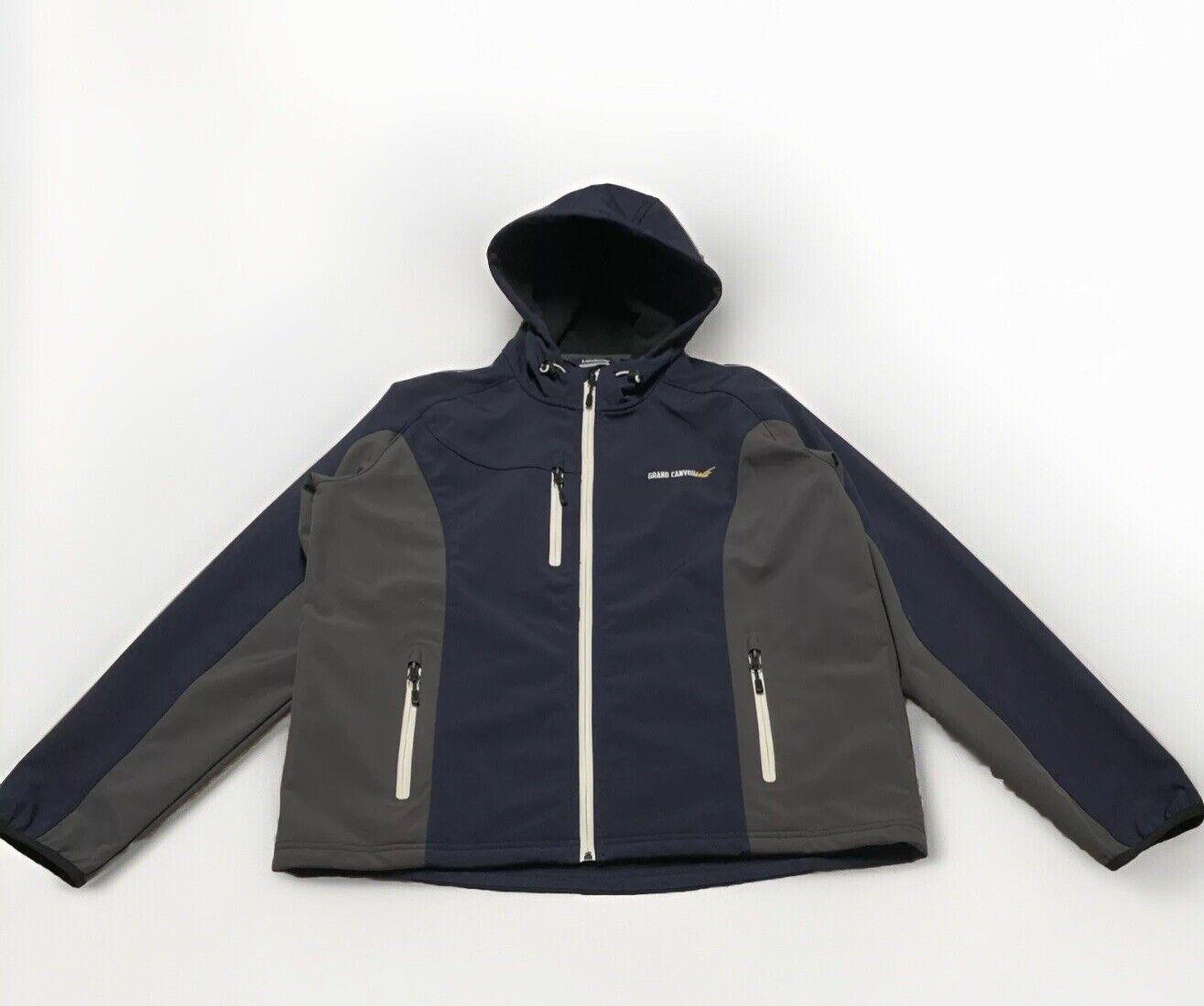Landway Men's Medium Navy/Gray Hood Soft Shell Full-Zip Fleece Lined Golf Jacket