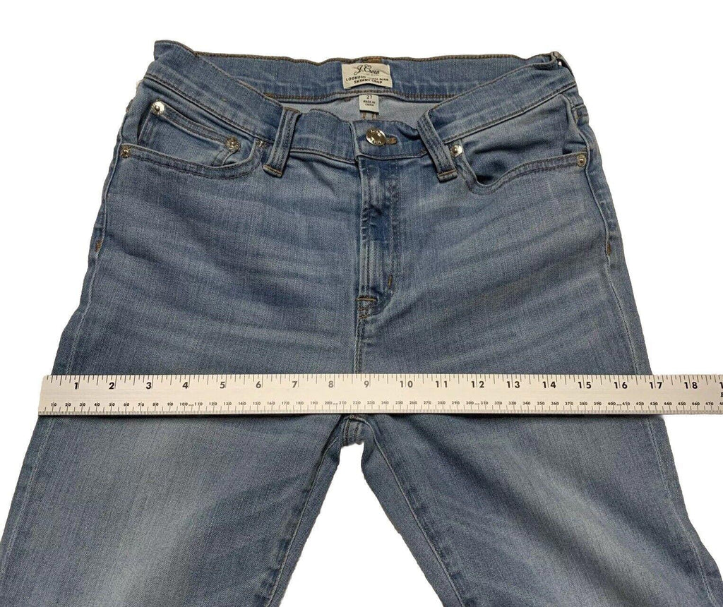 J. Crew Women's Jeans Size 27 Blue Light Wash Denim Skinny Crop Distress Raw Hem