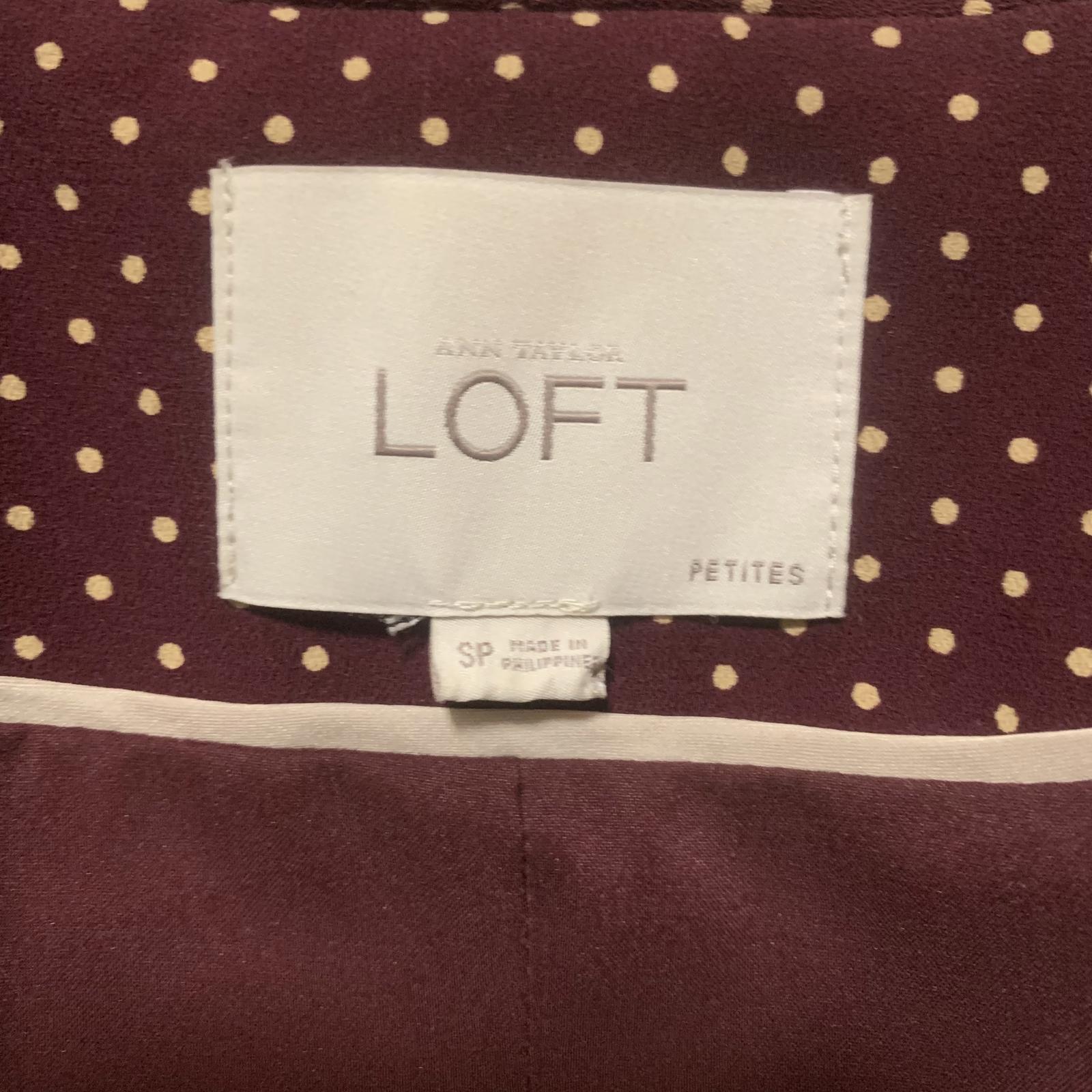 Women's Burgundy Polka Dot Blazer | LOFT Ann Taylor Petite Size S | Professional Work Jacket