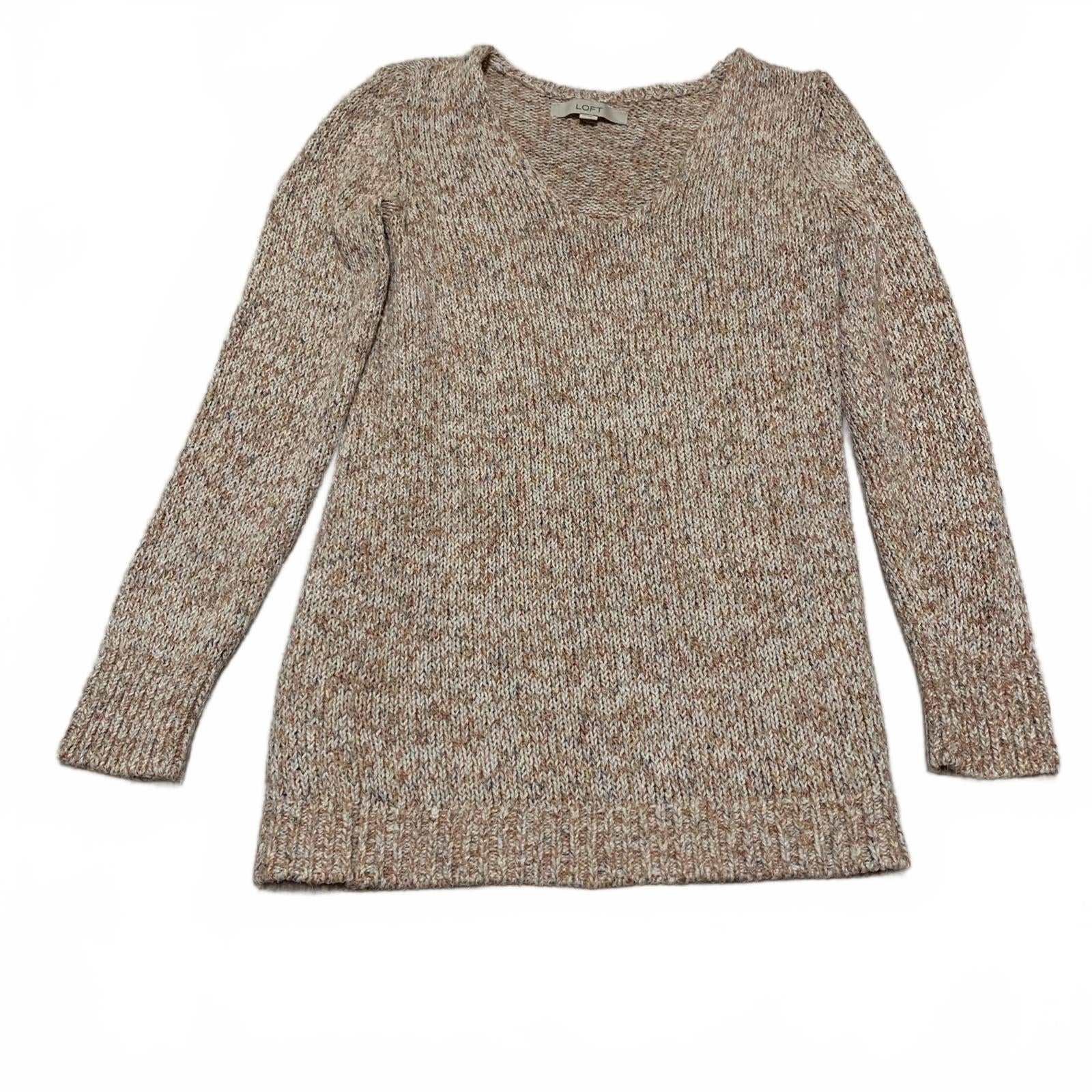 LOFT Women's Size XS Peach Knit Beige Sweater Cozy Fall Layer Long Sleeves