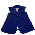 Tailored Women's Sleeveless Lined Royal Blue Blazer Jacket
