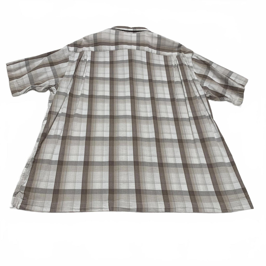 Van Heusen Mens Size XXL Beige Plaid Short Sleeve Button Shirt