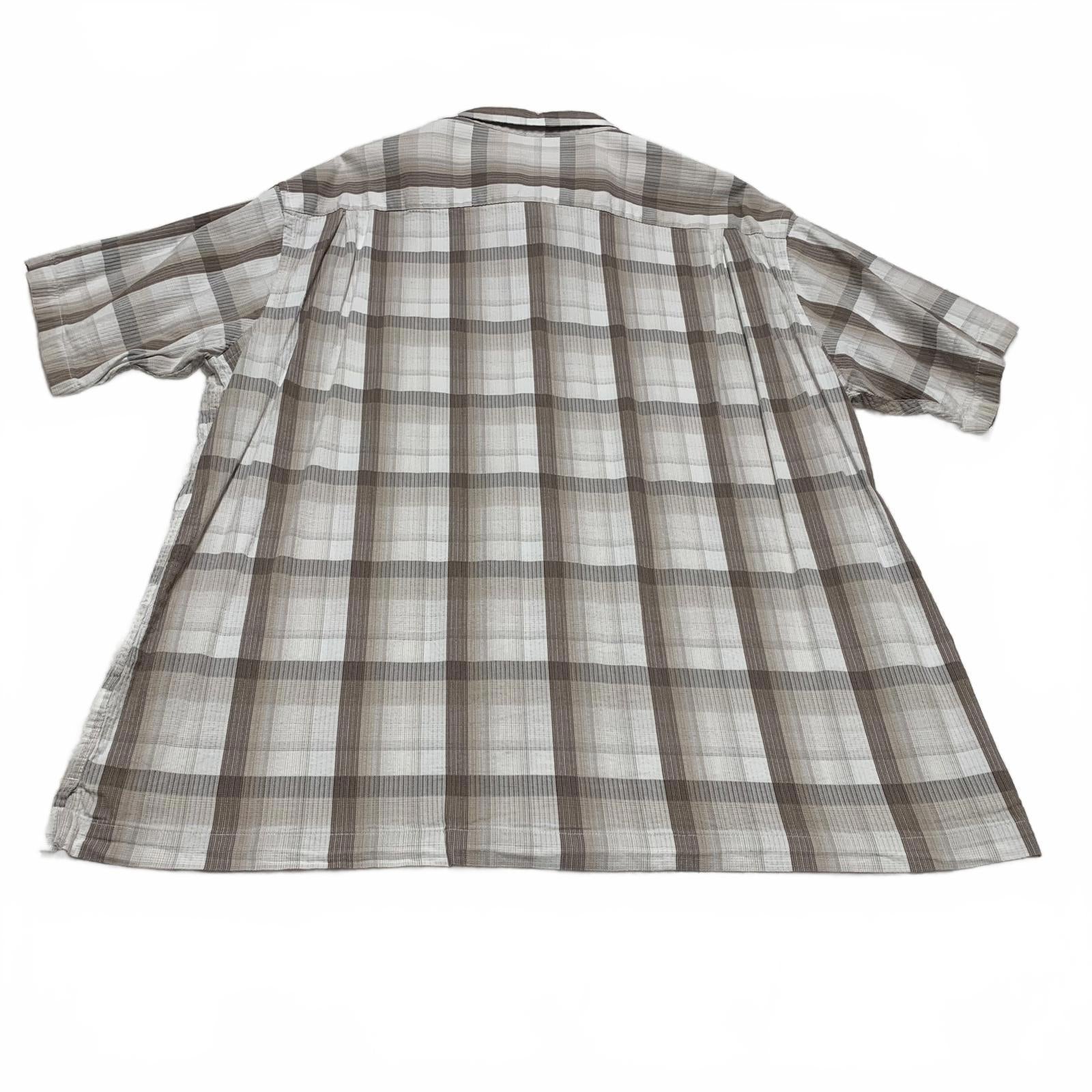 Van Heusen Mens Size XXL Beige Plaid Short Sleeve Button Shirt